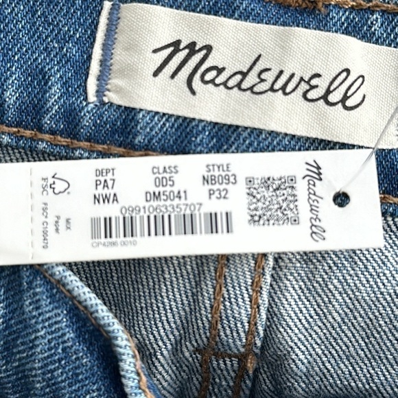 NWT MADEWELL The Plus High-Rise Slim Boyjean in Neal Wash: TENCEL Denim Size 32P - Picture 8 of 9